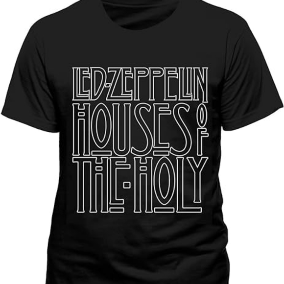 Led Zeppelin Men's Deco Circle Slim-Fit T-Shirt – Black 100% Cotton Band Tee, Size XL